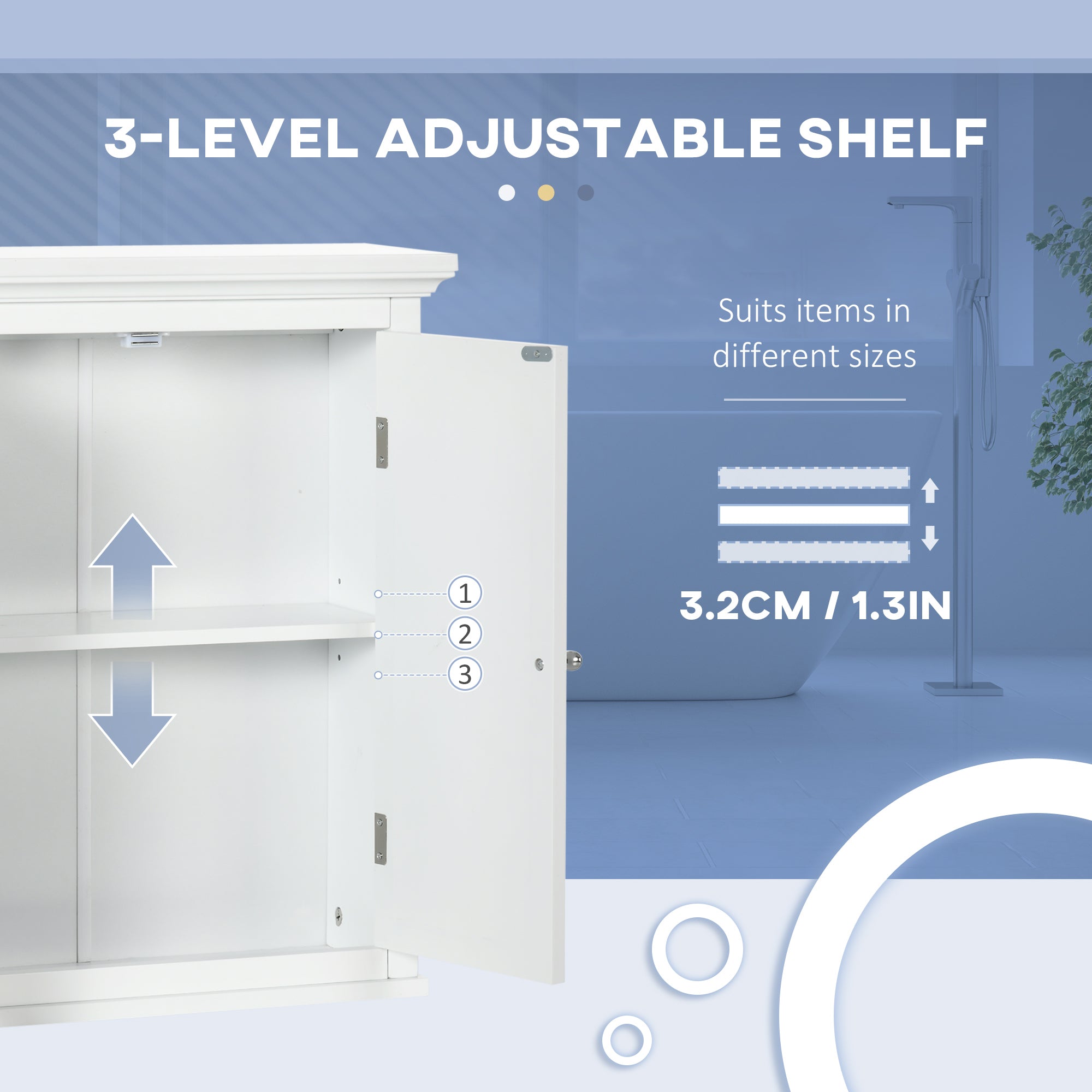 Over Toilet Storage Cabinet, Bathroom Wall Cabinet with Adjustable Shelf for Living Room and Entryway, White Wall Mounted Cabinets at Gallery Canada