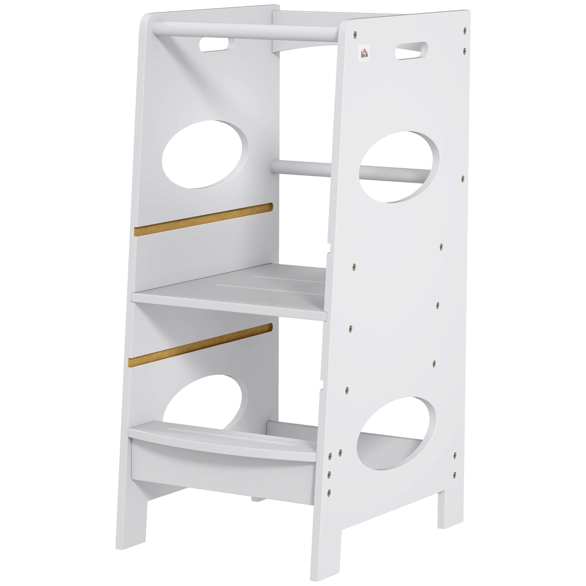 Toddler Tower Kitchen Helper with 3-Level Adjustable Height, Heavy-Duty Kids Step Stool with Safety Rail, Grey Toddler & Kids Step Stools at Gallery Canada