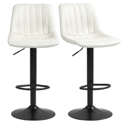 Counter Height Bar Stools Set of 2, Adjustable Height Bar Chairs with Swivel Seat, Leathaire Upholstery Bar Stools   at Gallery Canada