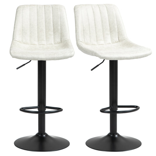 Counter Height Bar Stools Set of 2, Adjustable Height Bar Chairs with Swivel Seat, Leathaire Upholstery Bar Stools   at Gallery Canada