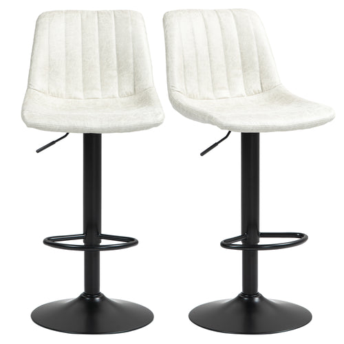 Counter Height Bar Stools Set of 2, Adjustable Height Bar Chairs with Swivel Seat, Leathaire Upholstery