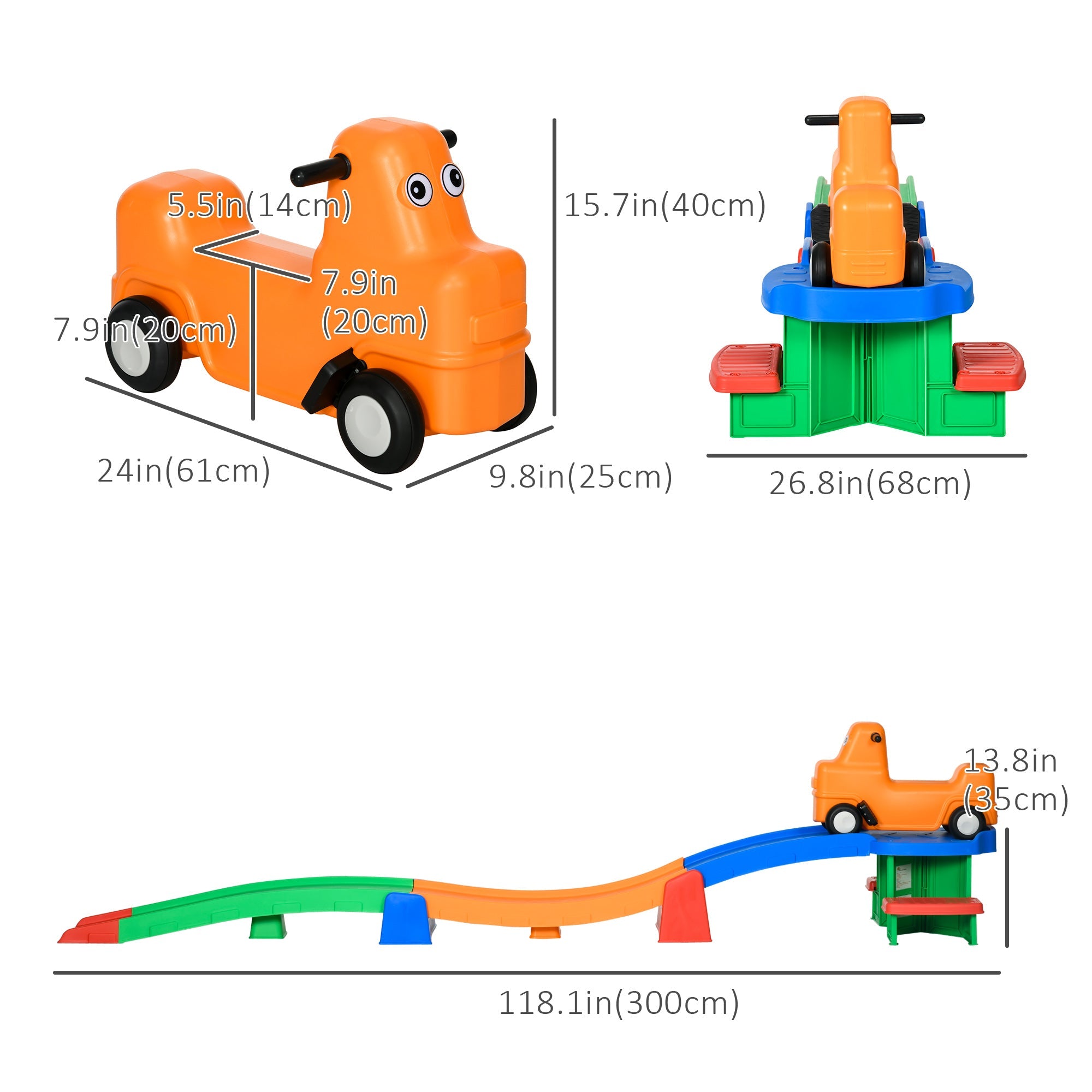 Thrill Toddler Roller Coaster Ride with Side Steps for Ages 2-5, 9.8 ft, Multi-Color Push Cars for Toddlers   at Gallery Canada