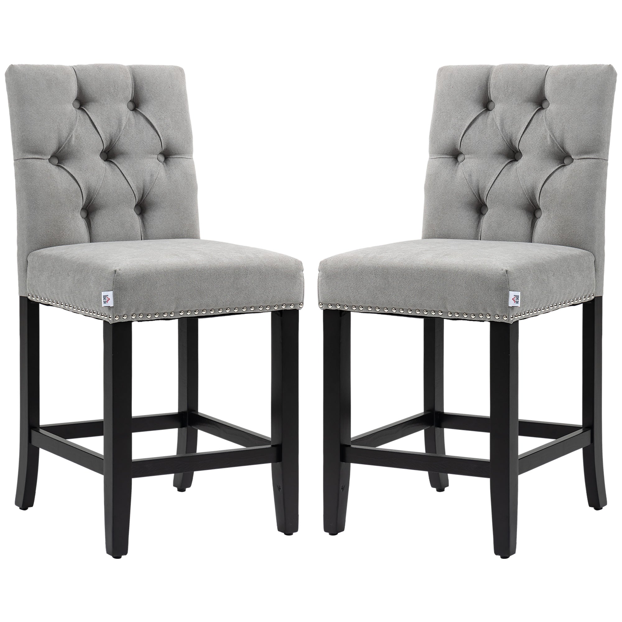 Fabric Bar Stool Set of 2, Tall 25.6