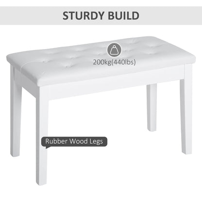 30" Padded Storage Piano Bench Artist Keyboard Seat Faux Leather (White) Piano Benches   at Gallery Canada