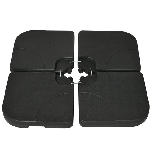 4 Piece Umbrella Base Stand w/ U Locking, 132 lb Capacity Water or 172 lb Capacity Sand, Black