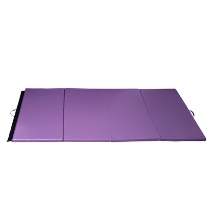 4ft x 8ft x 2inch Tri-Fold Gymnastics Tumbling Mat Exercise Mat with Carrying Handles for MMA, Martial Arts, Stretching, Core Workouts, Purple Gymnastics Mats Purple  at Gallery Canada