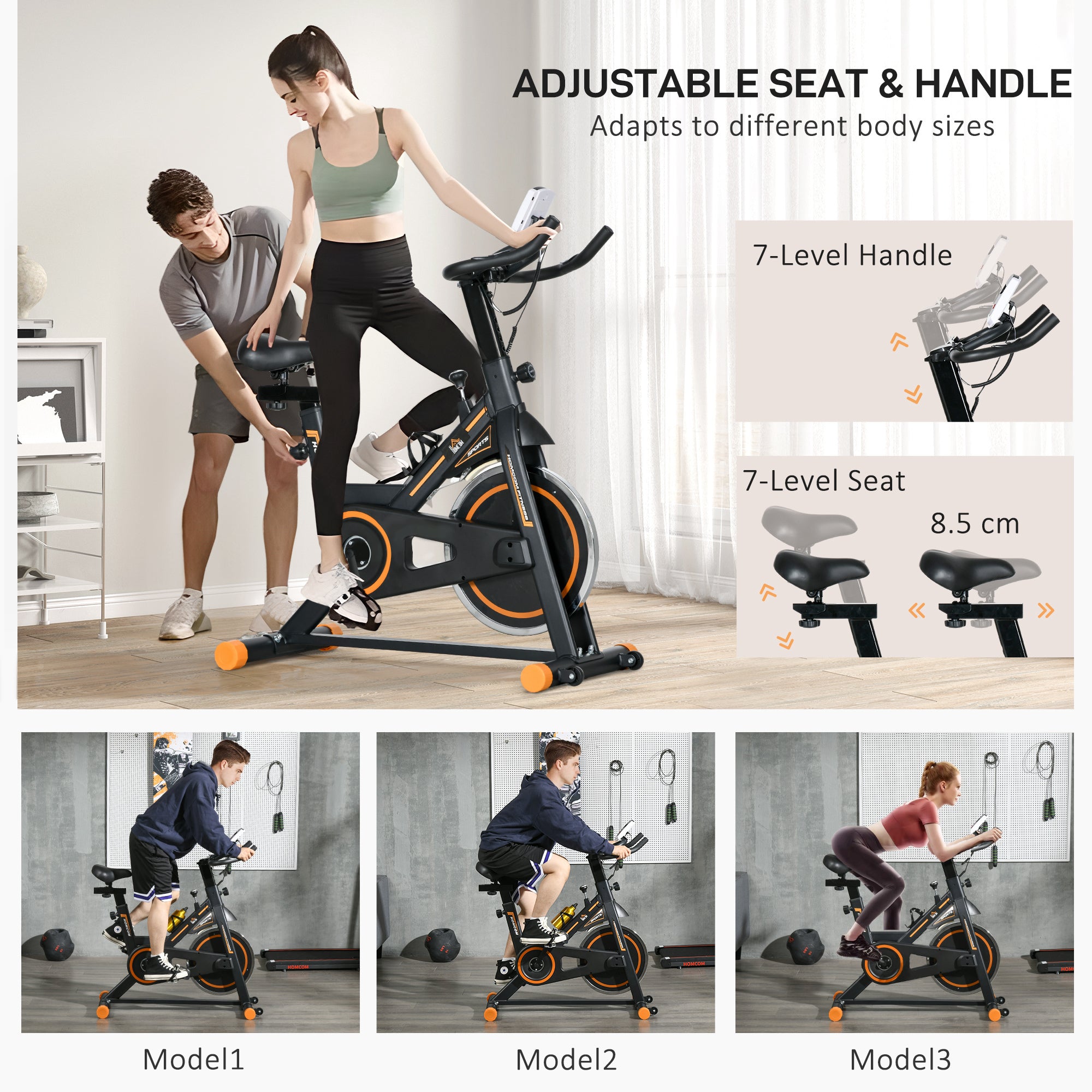 Upright Stationary Exercise Bike, Cardio Workout Training Bicycle w/ Adjustable Resistance LCD Monitor, Orange Exercise & Stationary Bikes at Gallery Canada