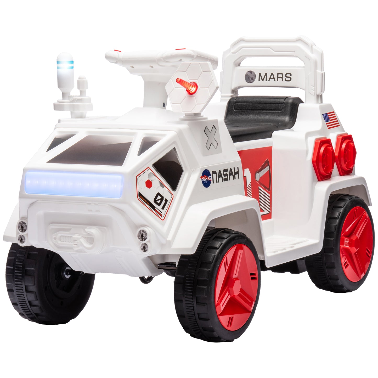 6V Mars Rover Electric Car for Kids with Sci-Fi Sounds, Lights, MP3, for Ages 3-5, White Electric Toy Cars   at Gallery Canada