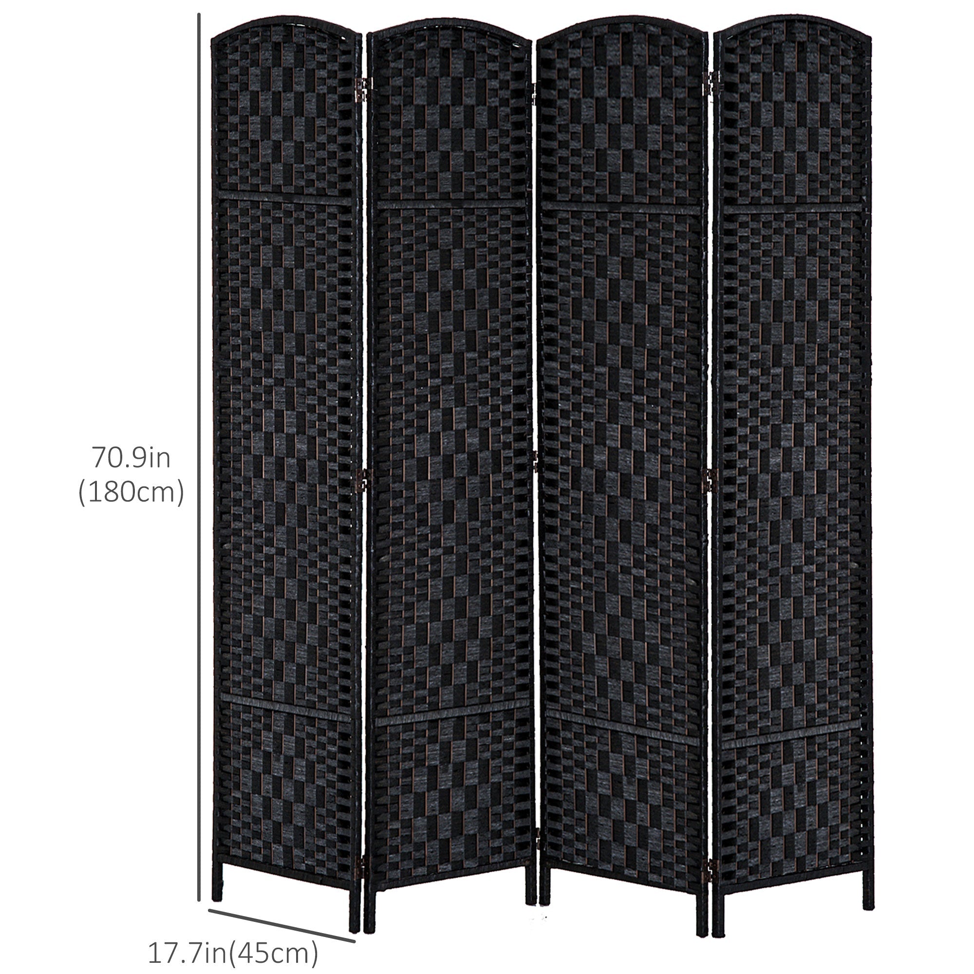 6ft Folding Room Divider, 4 Panel Wall Partition with Wooden Frame for Bedroom, Home Office, Black Room Dividers   at Gallery Canada