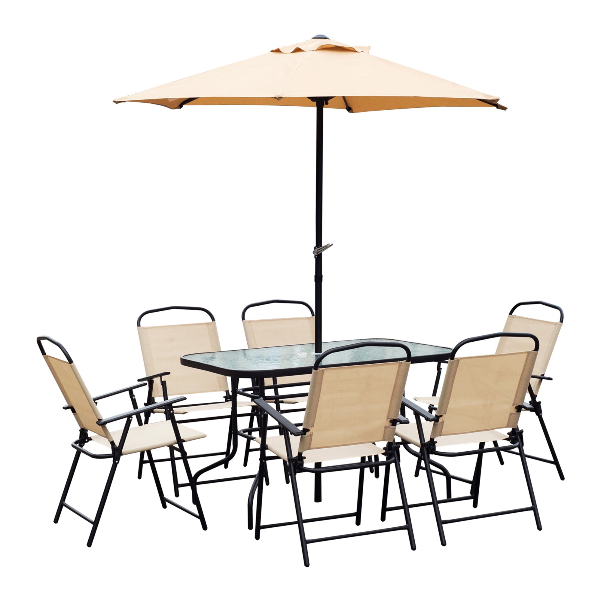 8 PCS Folding Patio Dining Set, Outdoor Bistro Set for 6, 47