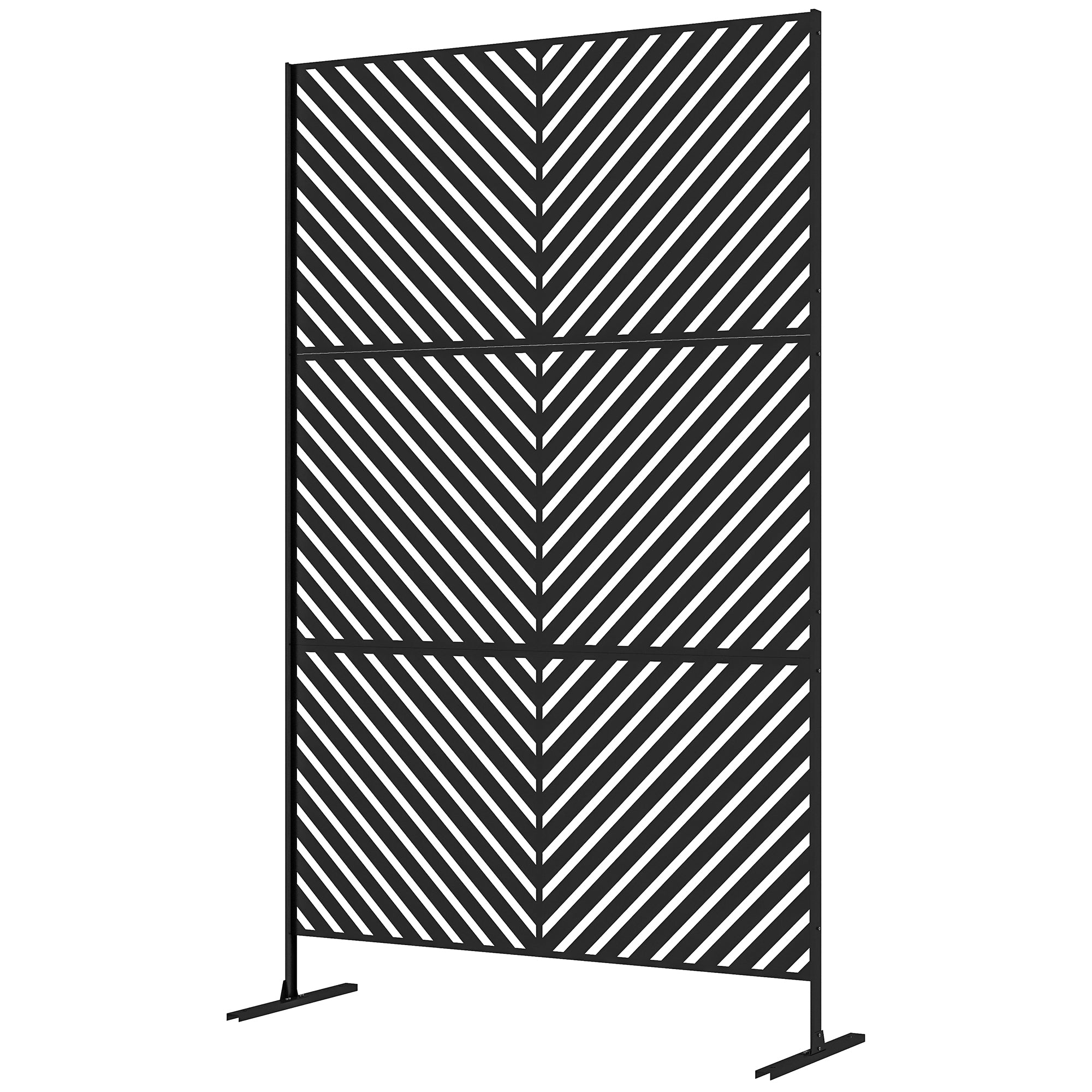 6.5FT Decorative Outdoor Divider, Metal Privacy Screen with Stand, Triangle Style, Black Side Awnings Black at Gallery Canada
