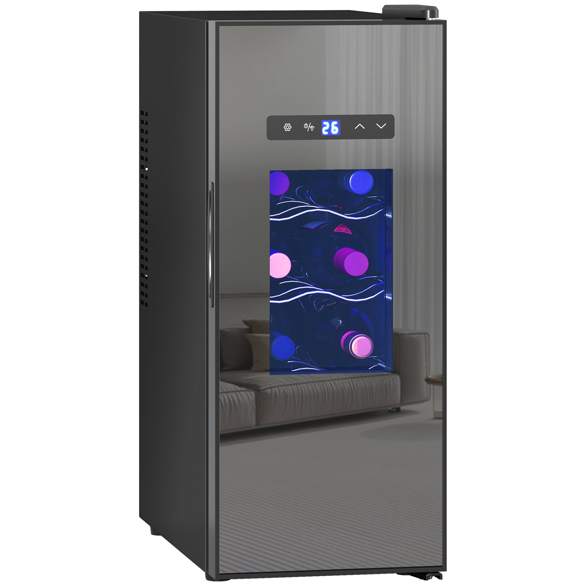 Wine Fridge, 12 Bottle, Under Counter Drinks Beer Wine Cooler with Glass Door, LED Light, Temperature Control Small Kitchen Appliances at Gallery Canada