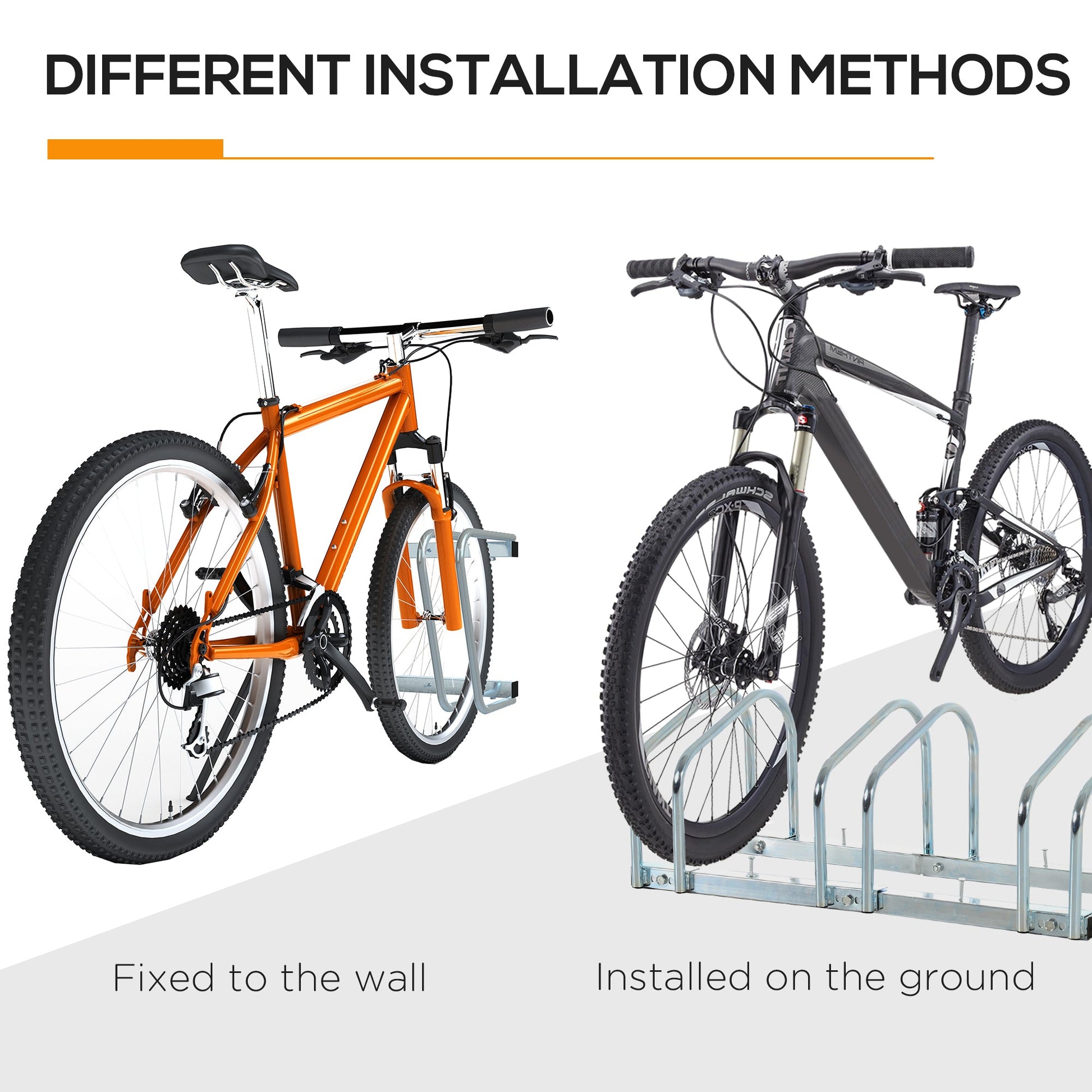 3-Bike Bicycle Floor Parking Rack Cycling Storage Stand Ground Mount Garage Organizer for Indoor and Outdoor Use Silver - Gallery Canada