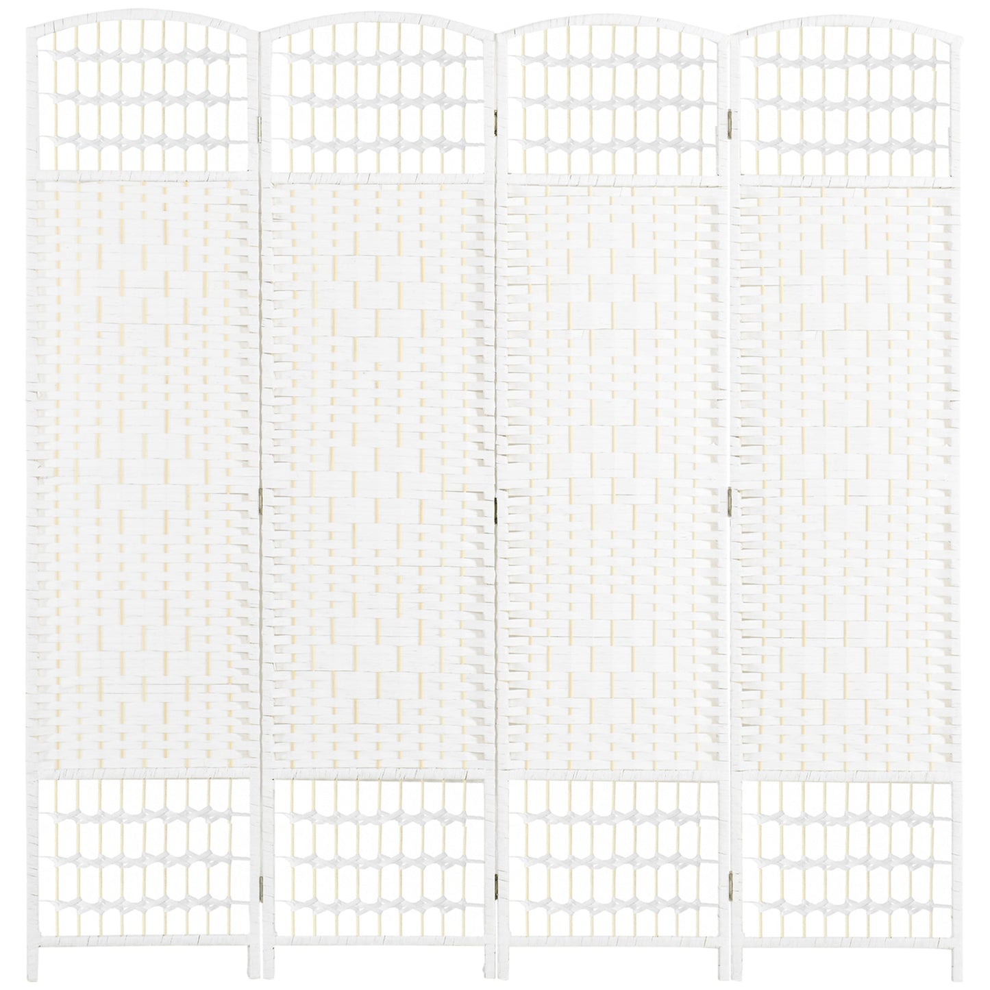 4 Panel Folding Room Divider, Portable Privacy Screen, Wave Fiber Room Partition for Home Office, White Room Dividers White  at Gallery Canada