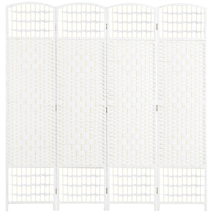 4 Panel Folding Room Divider, Portable Privacy Screen, Wave Fiber Room Partition for Home Office, White Room Dividers White  at Gallery Canada