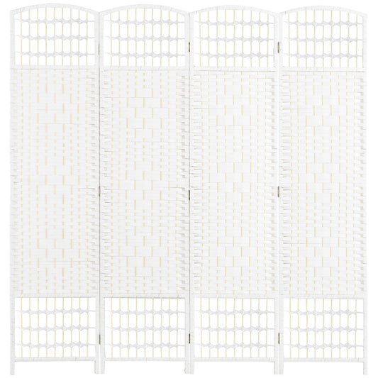 4 Panel Folding Room Divider, Portable Privacy Screen, Wave Fiber Room Partition for Home Office, White Room Dividers White  at Gallery Canada