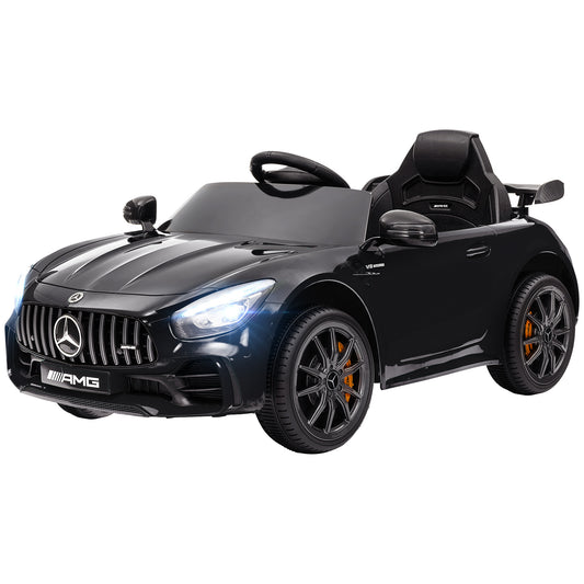 Mercedes-Benz AMG GTR Licensed 12V Battery Powered Kids Electric Car w/ Remote, Soft Start, Lights, Music Horn Black Electric Toy Cars   at Gallery Canada