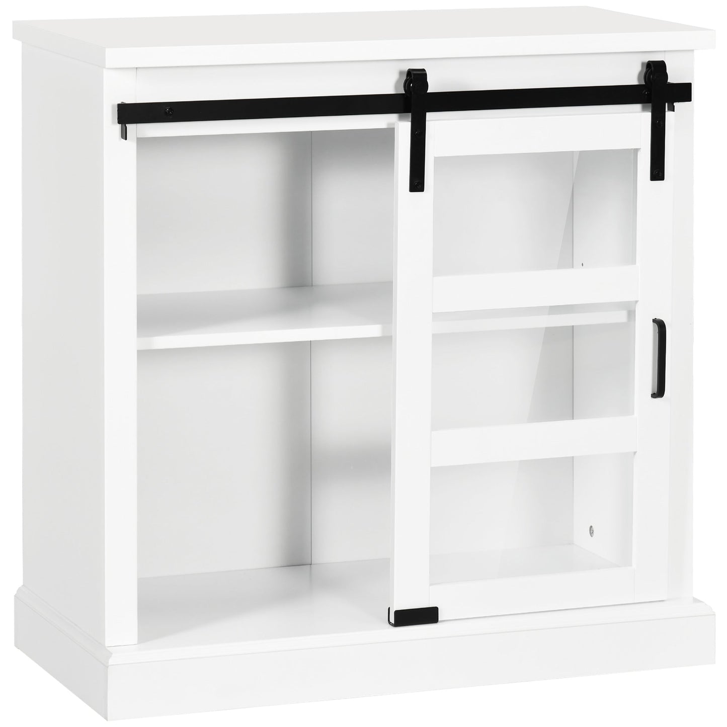 Buffet Cabinet Kitchen Storage Sideboard with Glass Sliding Door, Adjustable Shelf for Dining Room, White Bar Cabinets   at Gallery Canada