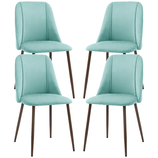 Upholstered Dining Chairs Set of 4, Velvet Accent Chair with Back and Wood-grain Steel Leg for Kitchen, Light Green Dining Chairs at Gallery Canada