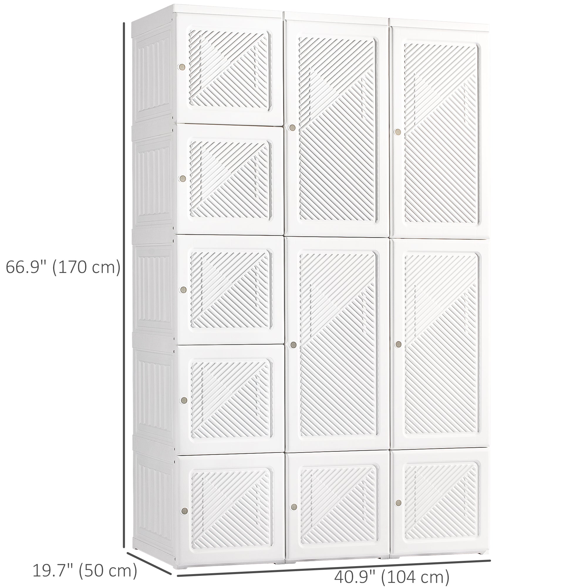 Portable Wardrobe Closet, Folding Bedroom Wardrobe, Clothes Storage Organizer with 8 Cube Compartments, White Clothing Storage at Gallery Canada