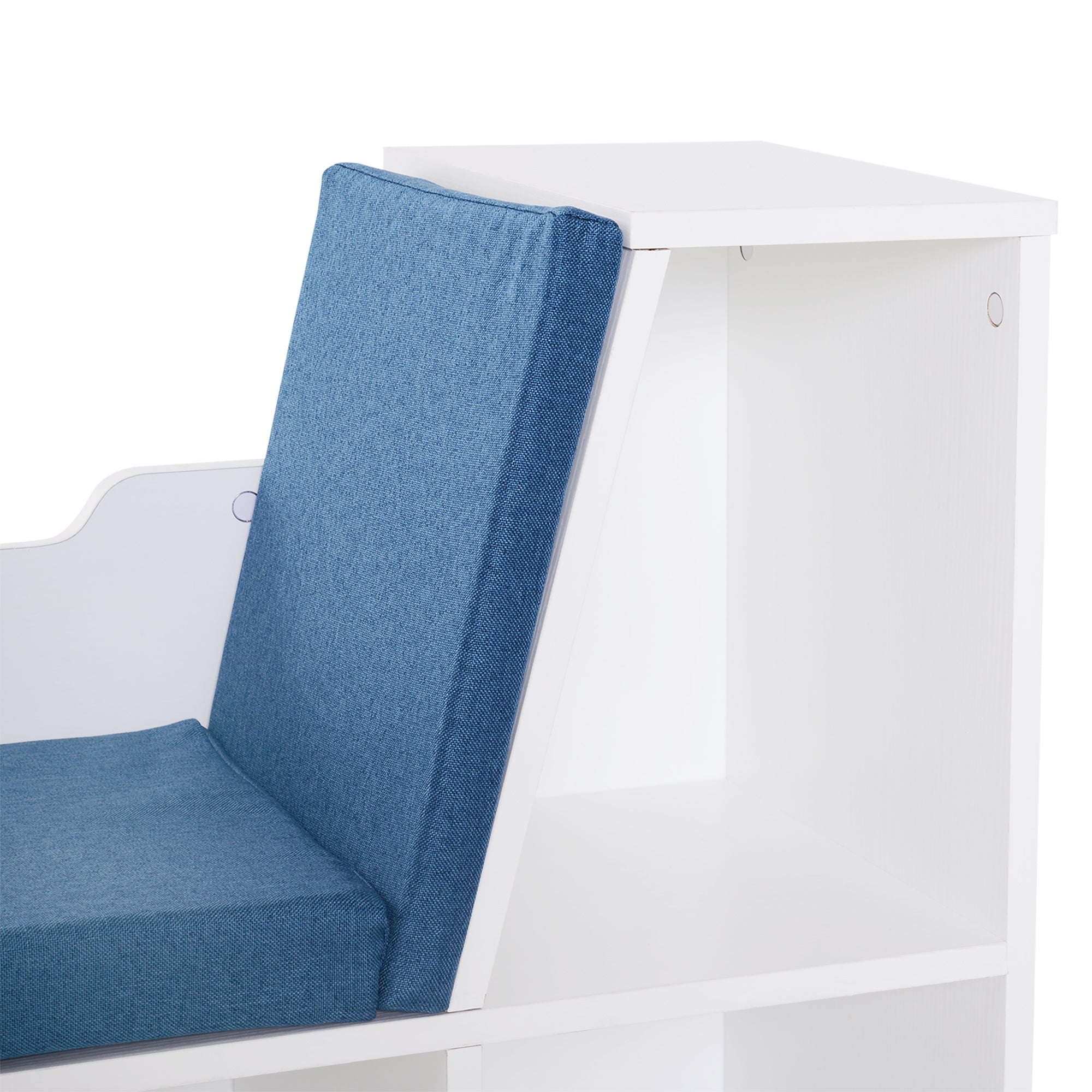 6-Cubby Kids Bookcase with Seat Cushion, Corner Bookcase with Reading Nook for Playroom, Home Office, Study, Blue White Bookshelves   at Gallery Canada