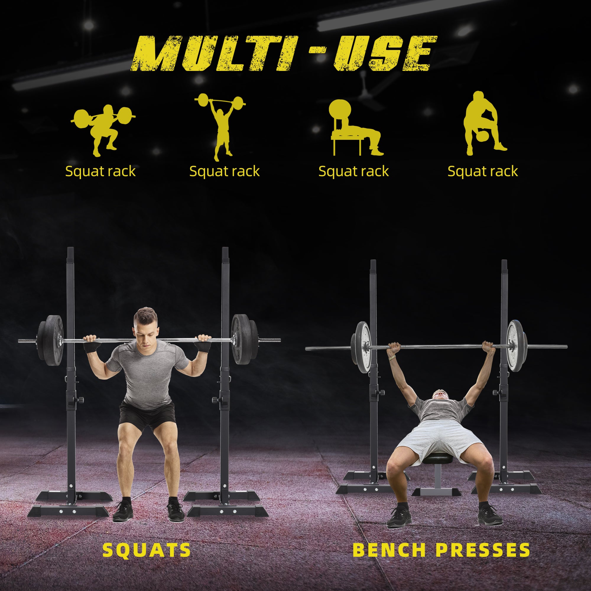 Adjustable Stable Power Squat Stand Portable 2 Bars Barbell Holder Weight Rack Black Power Towers at Gallery Canada