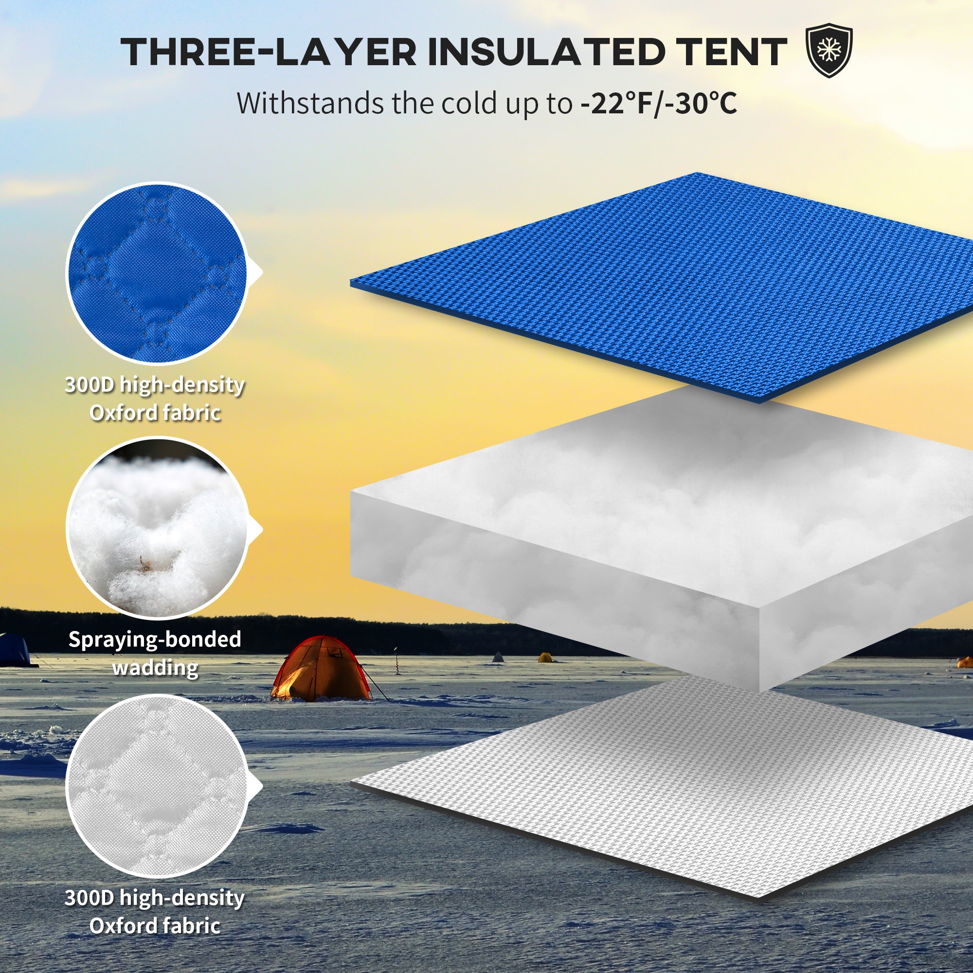 3-4 Person Insulated Ice Fishing Shelter, Pop up Ice Fishing Tent with Windows, Vents and Carry Bag, for Low-Temp -22℉ Ice Fishing Tents   at Gallery Canada