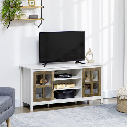 TV Stand for TVs up to 55 Inches, TV Cabinet with Adjustable Shelves and Cable Holes, TV Bench for Living Room, White TV Stands   at Gallery Canada