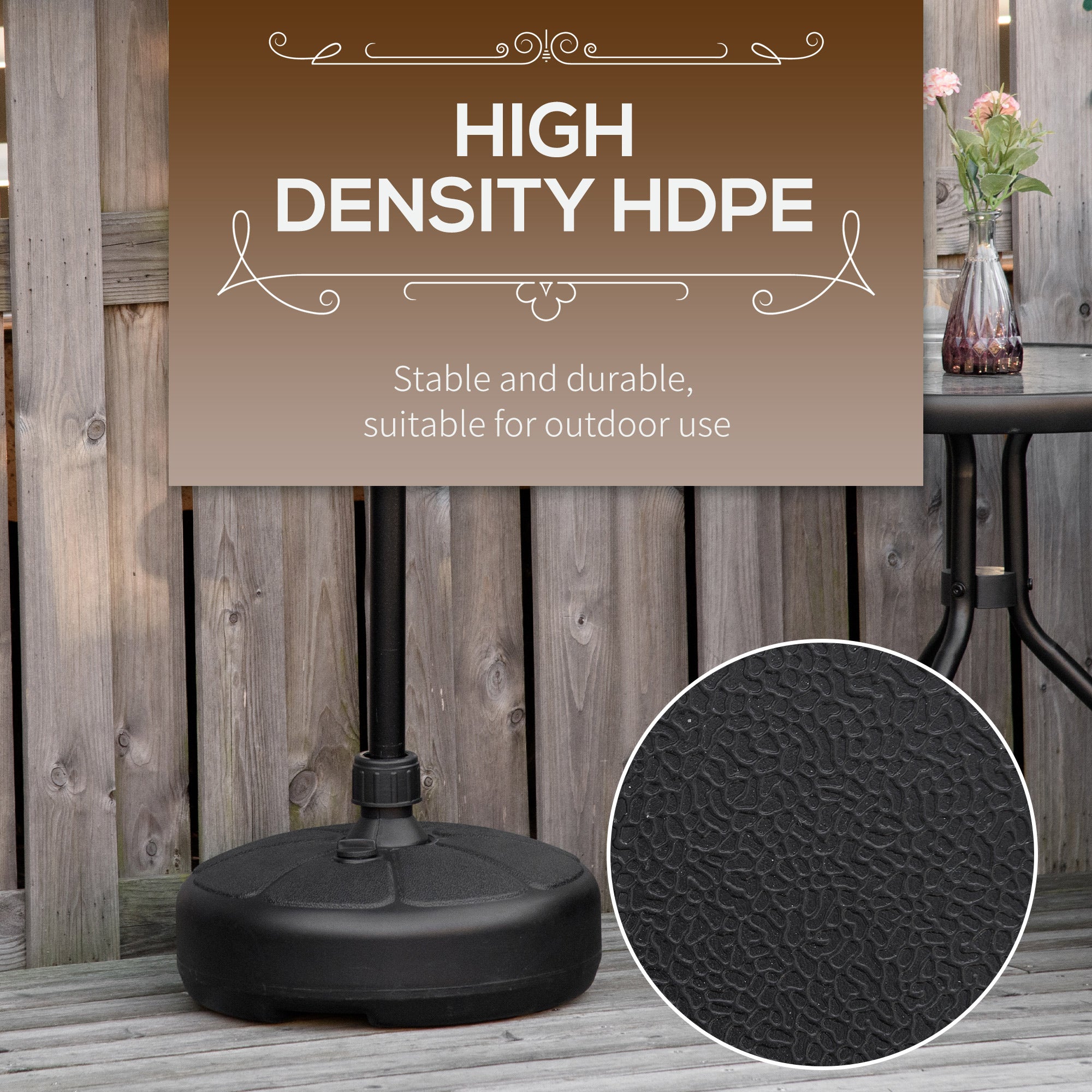 Patio Umbrella Base, Round Umbrella Stand, Water or Sand Filled, Garden Umbrella Holder for 1.26