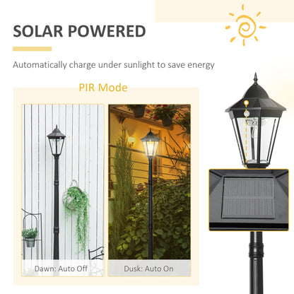 92" Solar Lamp Post Light Outdoor Street Lamp, Motion Activated Sensor PIR, Adjustable Brightness for Backyard, Black Solar Post Lamps   at Gallery Canada