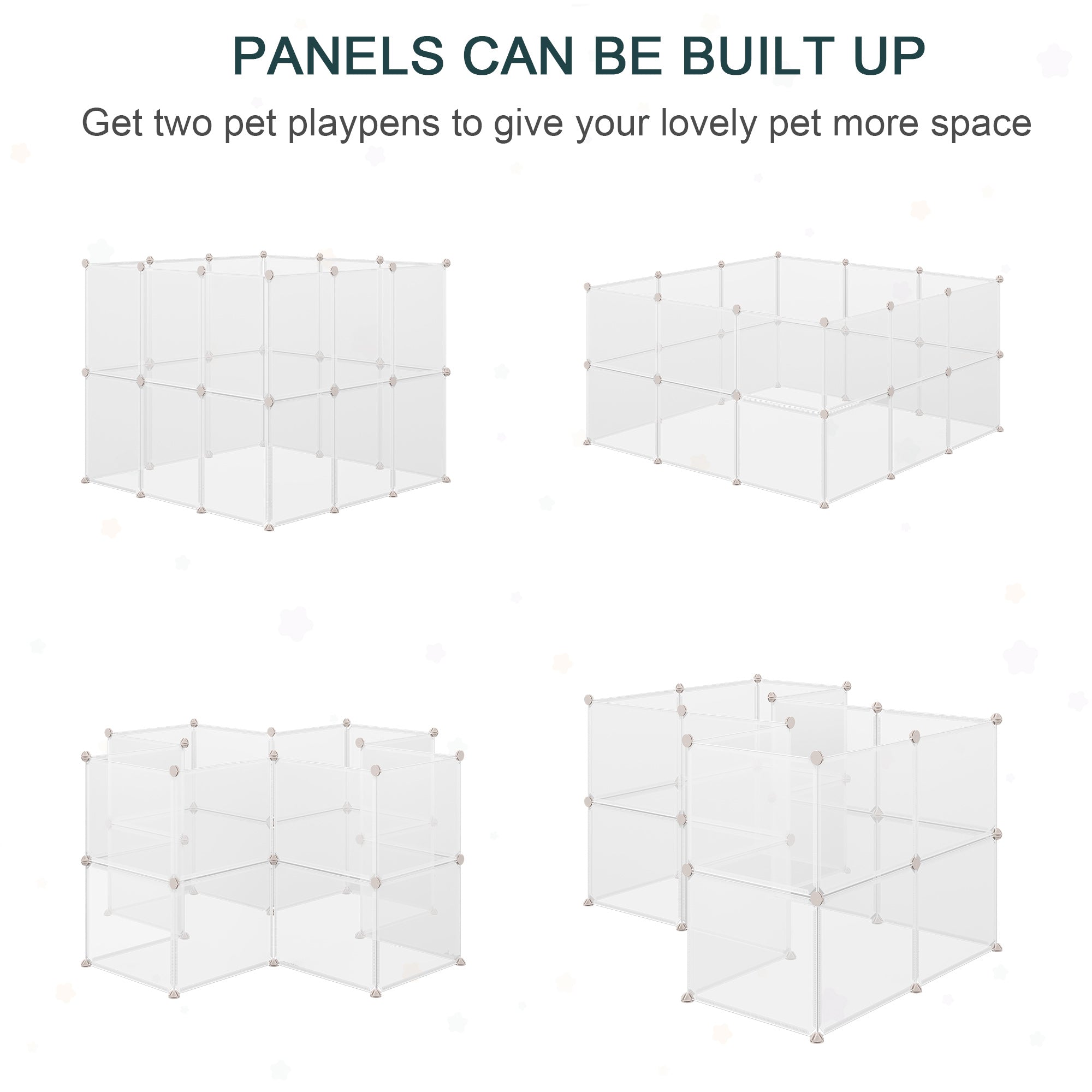 Small Animal Cage Plastic Chinchilla Cage 12 Panels for Bunny Chinchilla Guinea Pig, 18