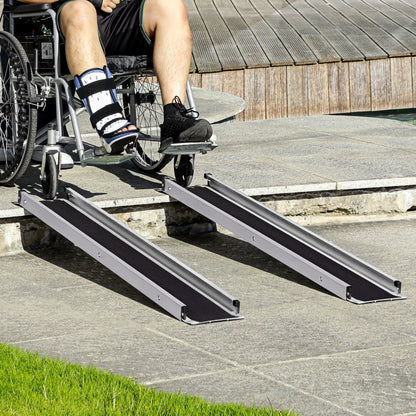 Telescopic Wheelchair Ramp, 8ft, 600 lbs, Aluminium Threshold Ramp, 2 Pack, for Home Steps, Mobility Scooters, Stairs Knee Walker & Wheelchair Ramps Silver  at Gallery Canada