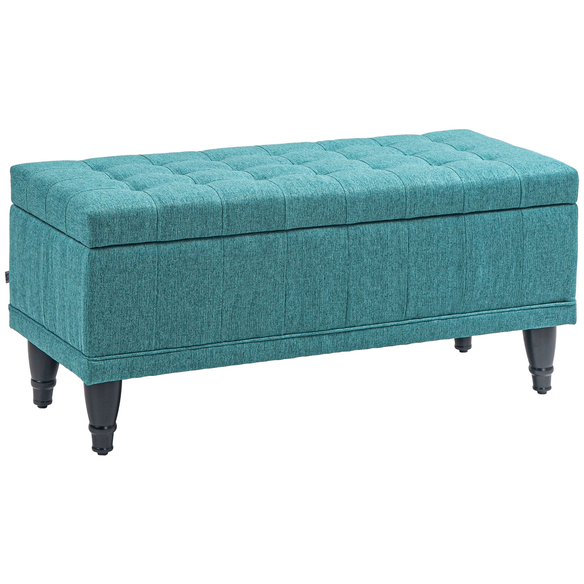 Storage Ottoman, Linen Fabric End of Bed Bench with Button Tufted Storage Bench for Bedroom, Green Storage Ottomans & Benches at Gallery Canada