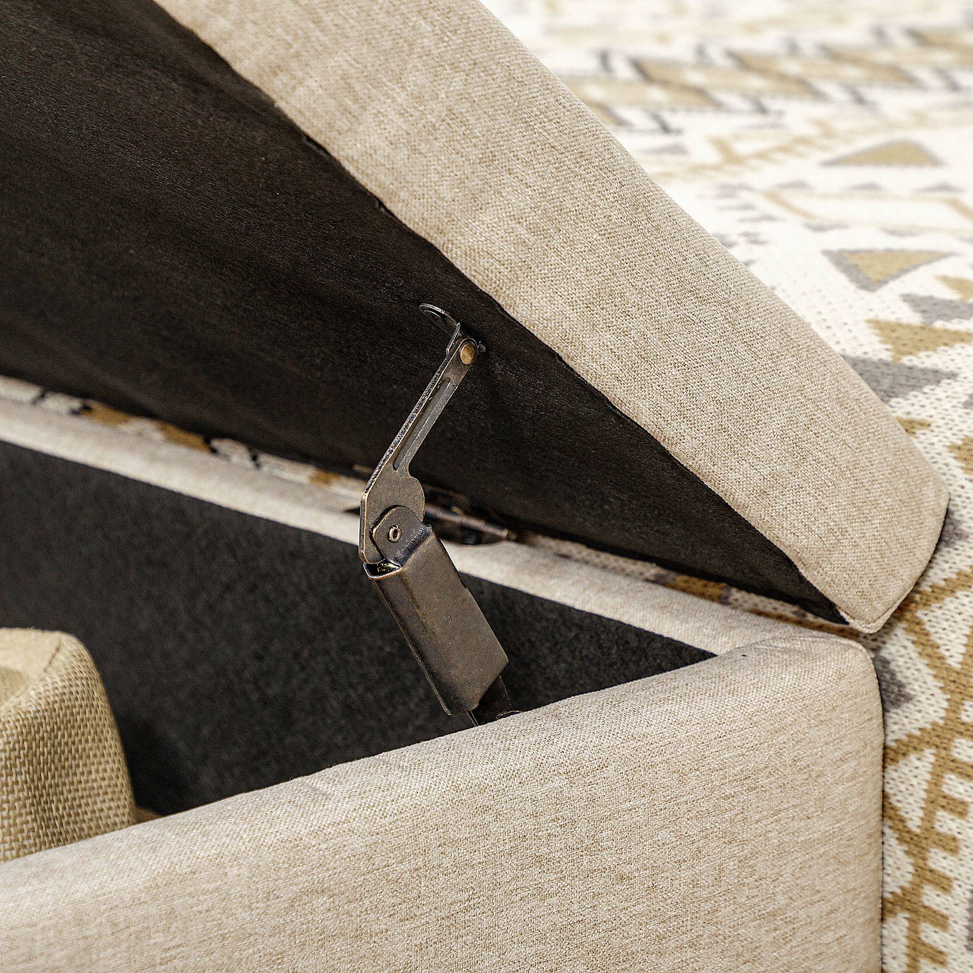 Storage Ottoman with Flip Top, Upholstered Storage Bench, Linen Fabric Footstool with Steel Legs for Living Room, Bedroom, Beige Storage Ottomans & Benches at Gallery Canada