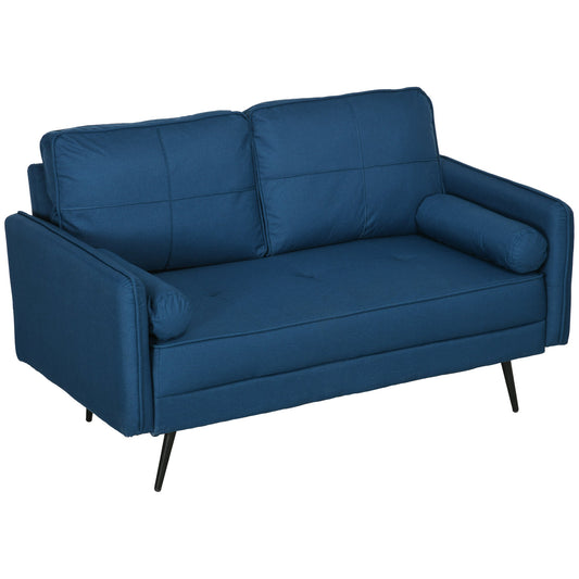 56" Loveseat Sofa for Bedroom Upholstered 2 Seater Couch with Back Cushions and Pillows, Blue 2-Seater Sofas Multi Colour  at Gallery Canada