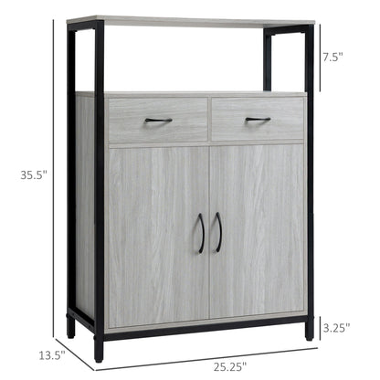 Storage Cabinet, Sideboard with 2 Drawers and Adjustable Shelves for Living Room, Light Grey Storage Cabinets   at Gallery Canada