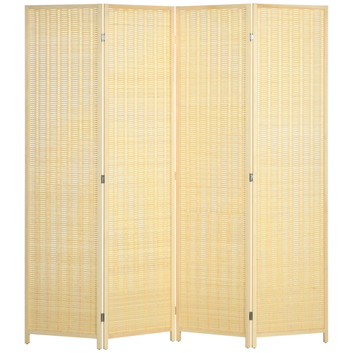 Woven Bamboo Room Divider, 4 Panel Folding Indoor Privacy Screens for Home Office, 71"x71"x0.6", Natural Room Dividers Natural  at Gallery Canada