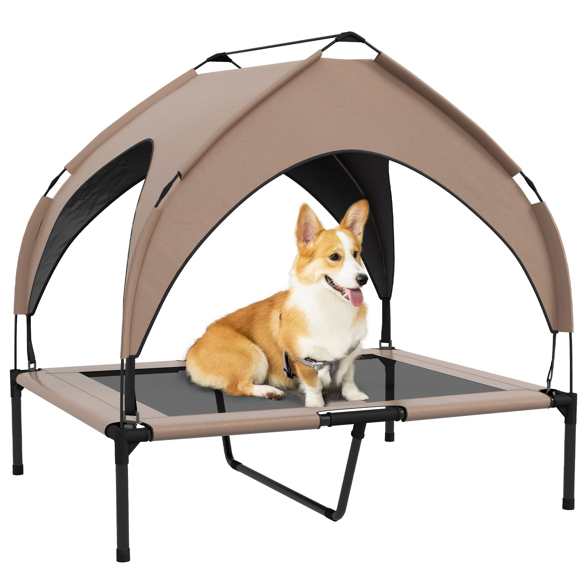 Raised Dog Bed Cooling Dog Cot w/ Canopy Washable Breathable Mesh, for Medium and Large Dogs, Coffee Elevated Dog Beds at Gallery Canada