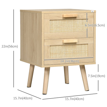 Boho Design Nightstand Set of 2, Side End Table with 2 Drawers for Living Room, Bedroom Bedside Tables   at Gallery Canada