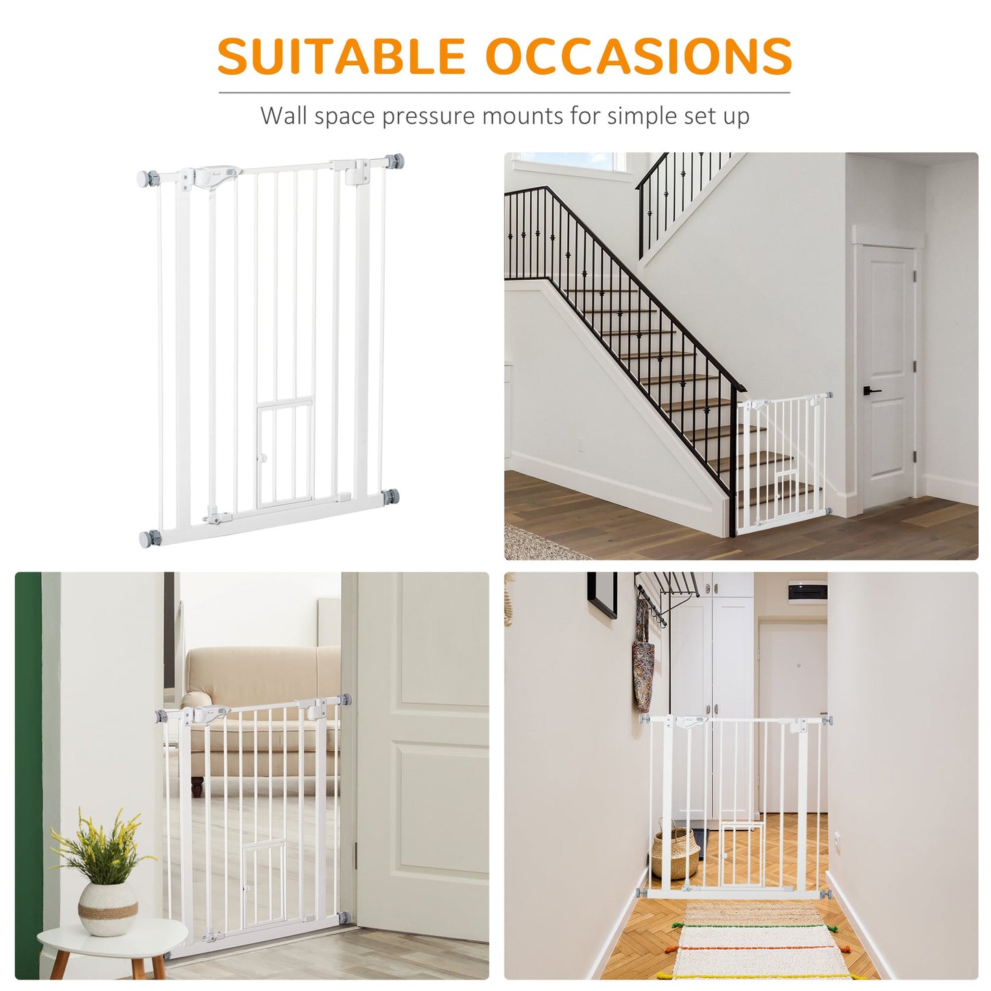 36" Easy Open Indoor Dog Gates for Doorways, House, Stair - White Houses, Kennels & Pens   at Gallery Canada