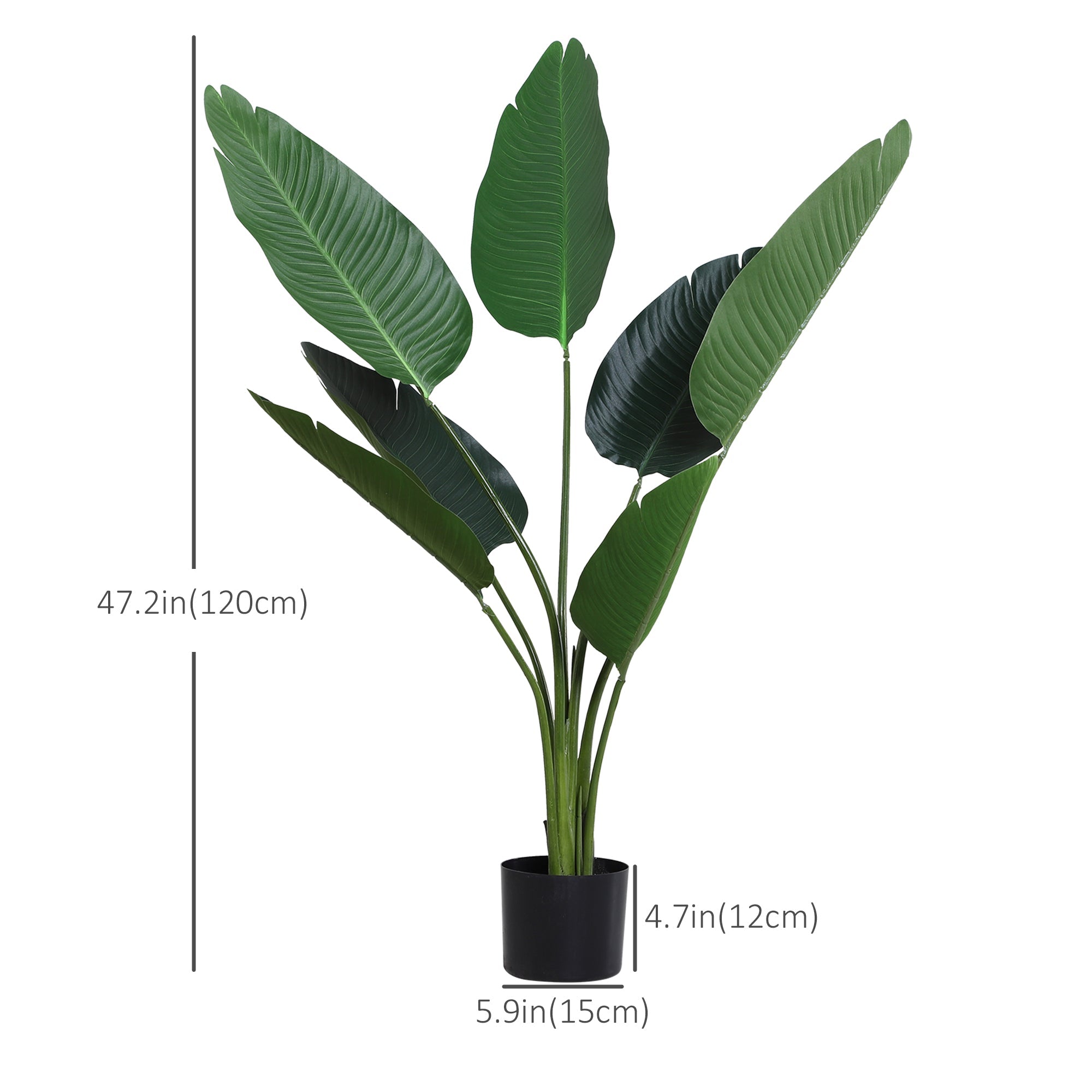 4FT Artificial Bird of Paradise Plant, Fake Tropical Plam Tree with 7 Banana Leaves in Pot, Faux Plant for Indoor and Outdoor, Green Artificial Trees   at Gallery Canada