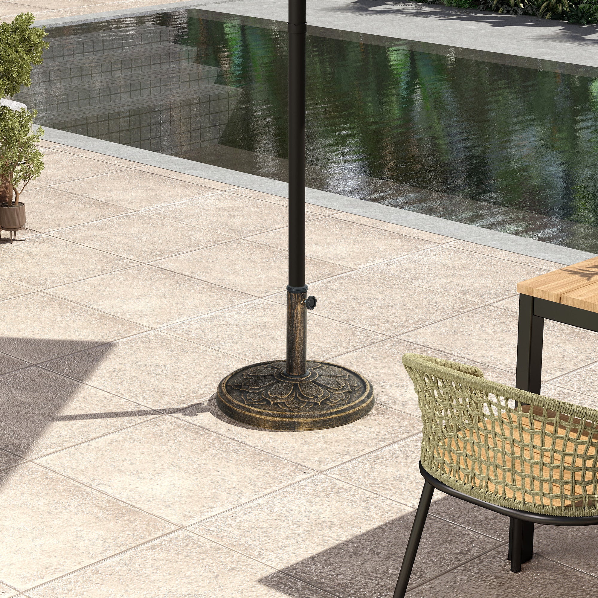 Round Patio Umbrella Base, 26 lbs Resin Umbrella Stand Base, Outdoor Umbrella Stand for 1.3