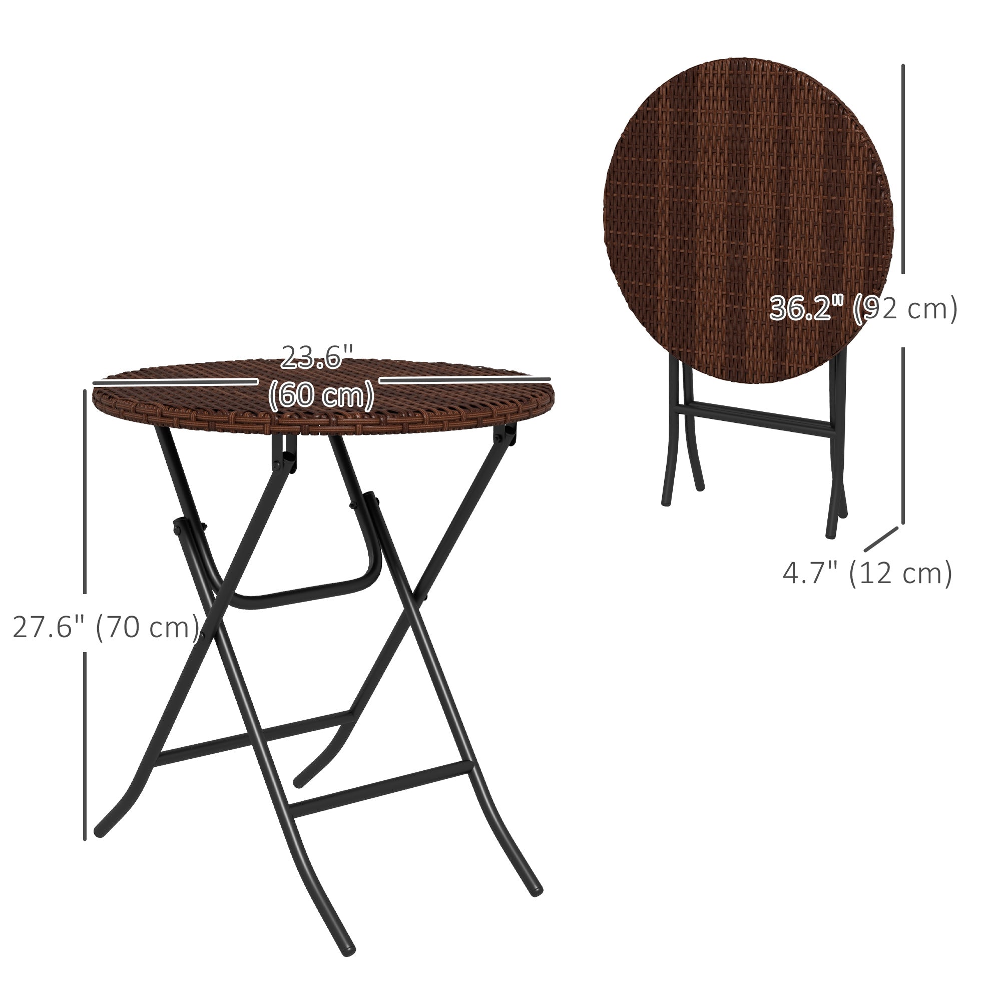 Outdoor PE Rattan Foldable End Table, Φ23.6