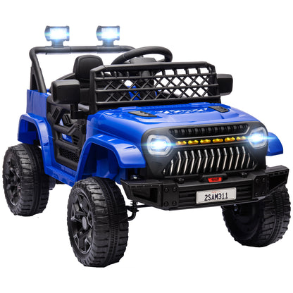 12V Ride on Truck, Electric Car for Kids with Remote Control, Suspension, 3 Speeds, USB Music Headlights, Dark Blue Electric Toy Cars   at Gallery Canada