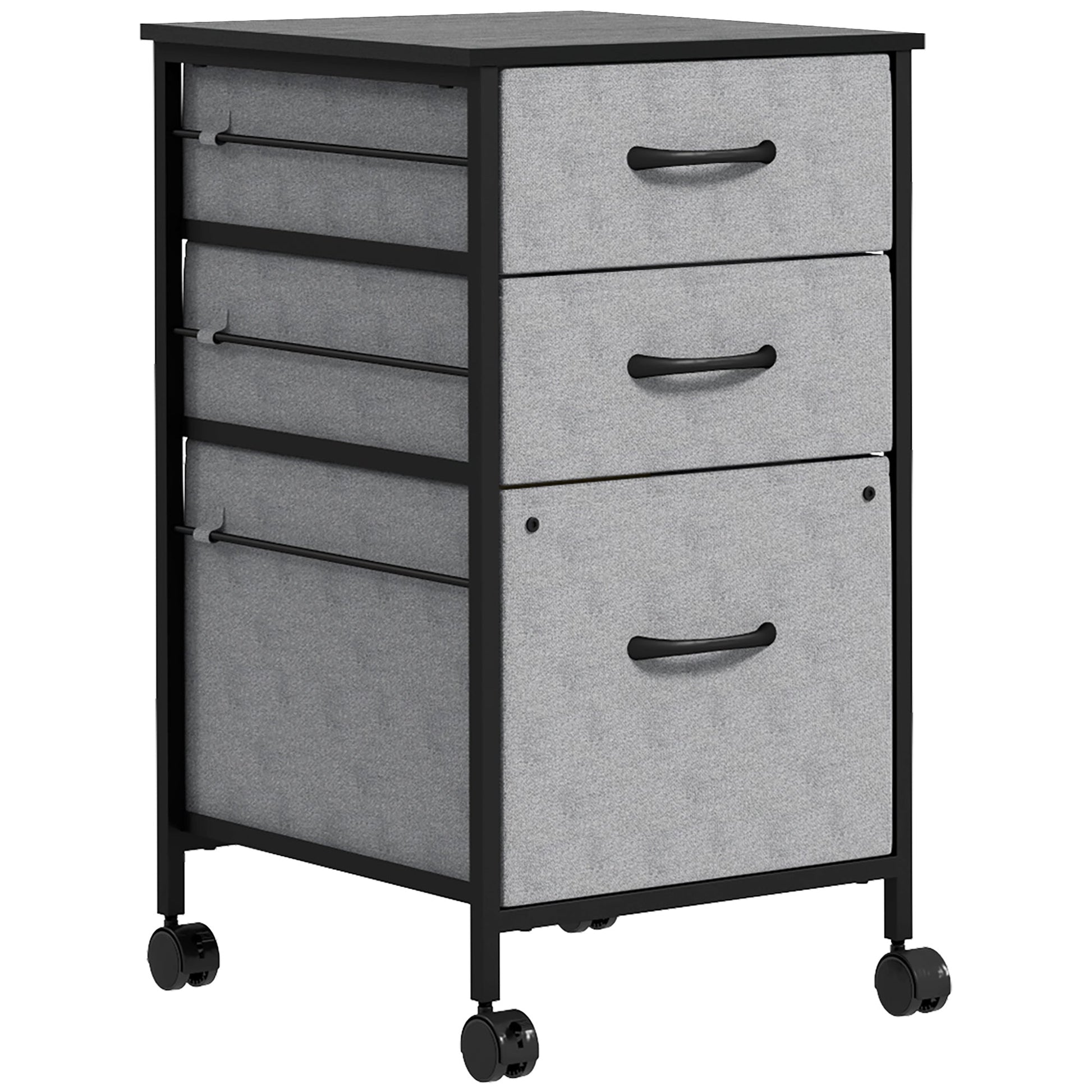 Industrial Mobile Vertical Filing Cabinet with 3 Drawers, Printer Stand, Dark Grey Office Cabinets & Cupboards Multi Colour  at Gallery Canada