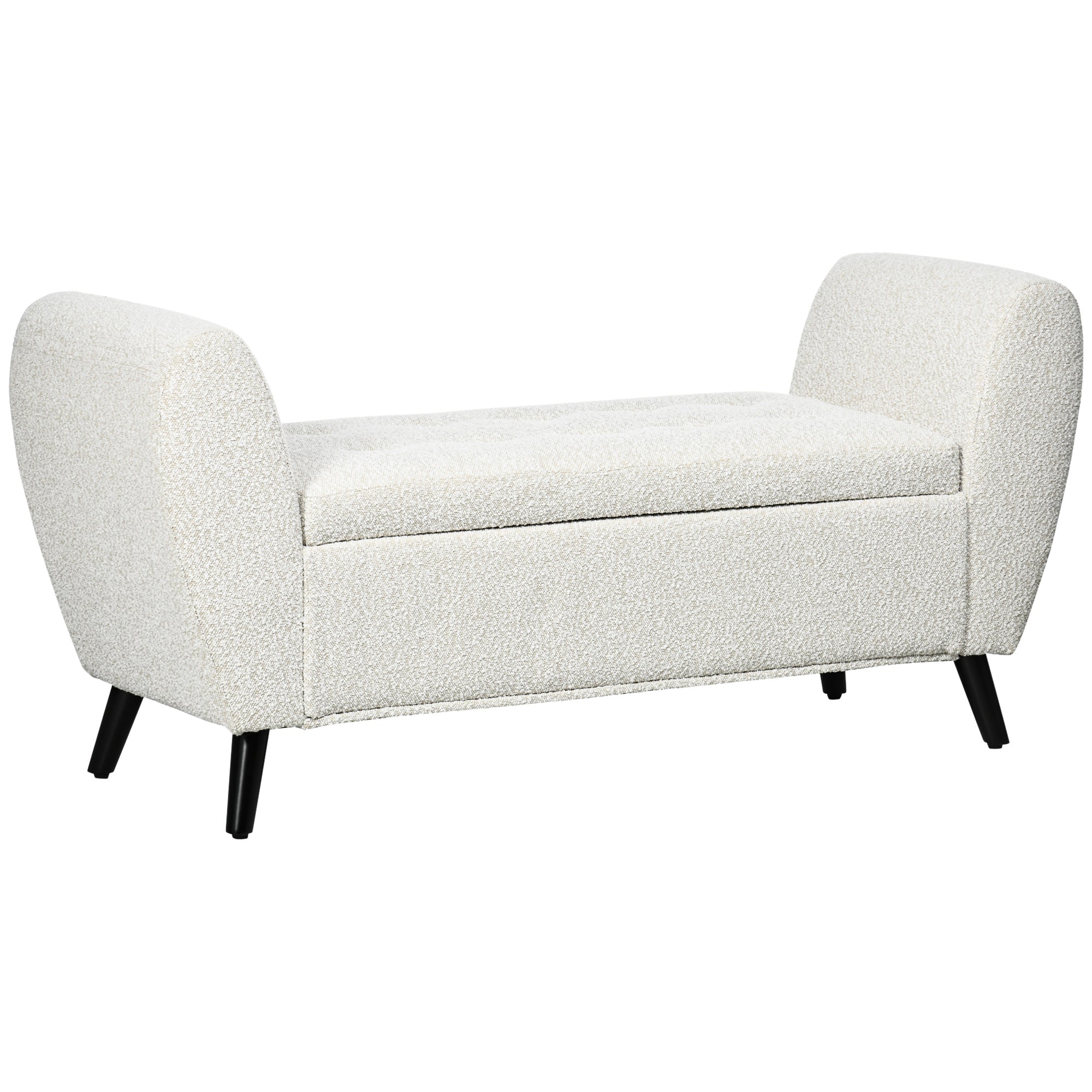 Upholstered Storage Bench with Arms, Modern Ottoman Bench for Bedroom, Entryway, and Living Room, Light Grey Storage Ottomans & Benches Light Grey at Gallery Canada
