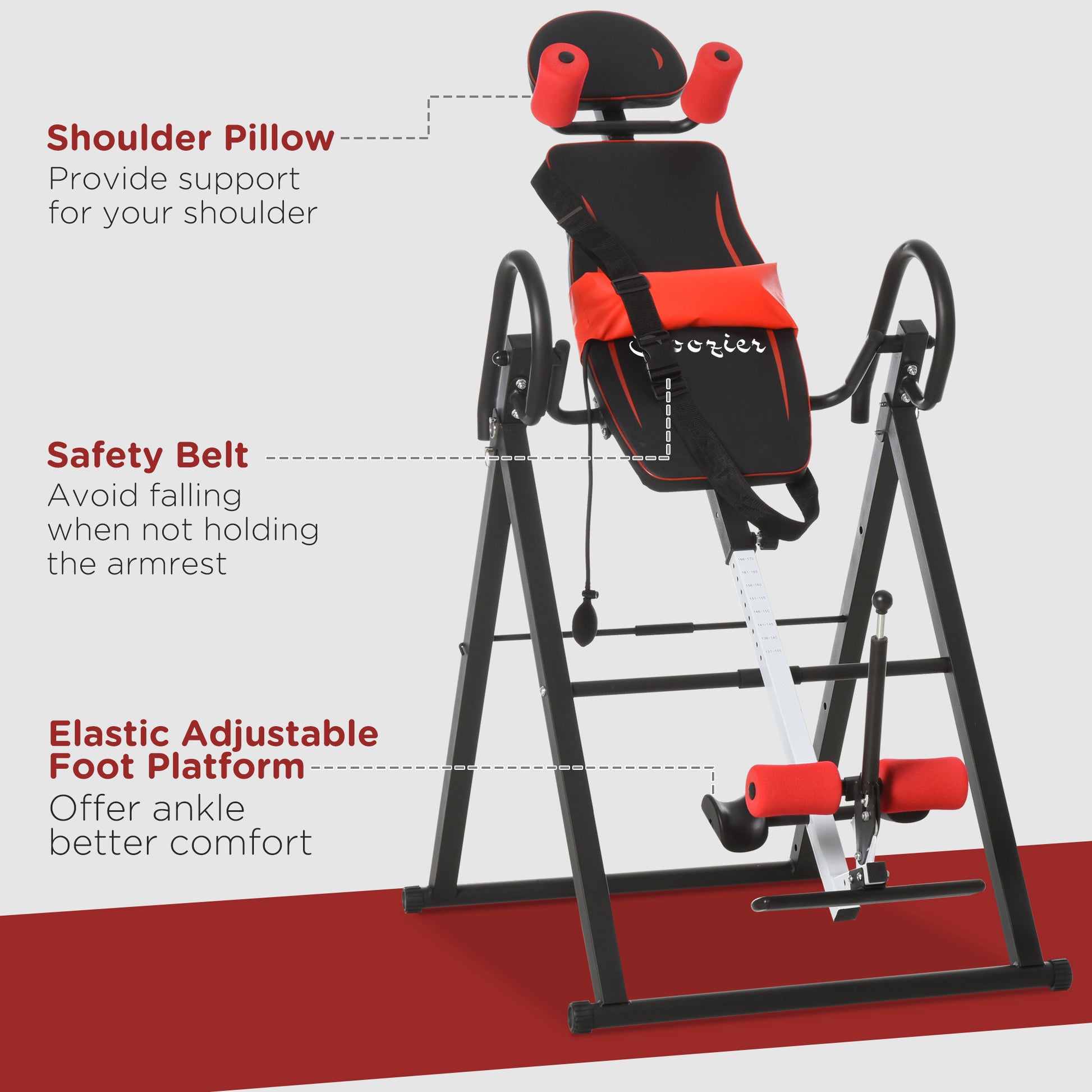 Folding Inversion Table, 20°/40°/60° Adjustable, with Safety Belt and Waist Pad for Back Pain Relief Strength Training Equipment   at Gallery Canada