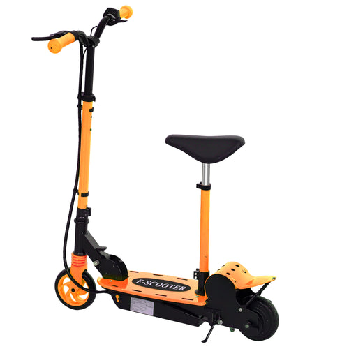 Foldable Electric Scooter for Kids Ages 6-14, with Seat and 2 Adjustable Heights, Max 6km Range &; 12km/h, Orange