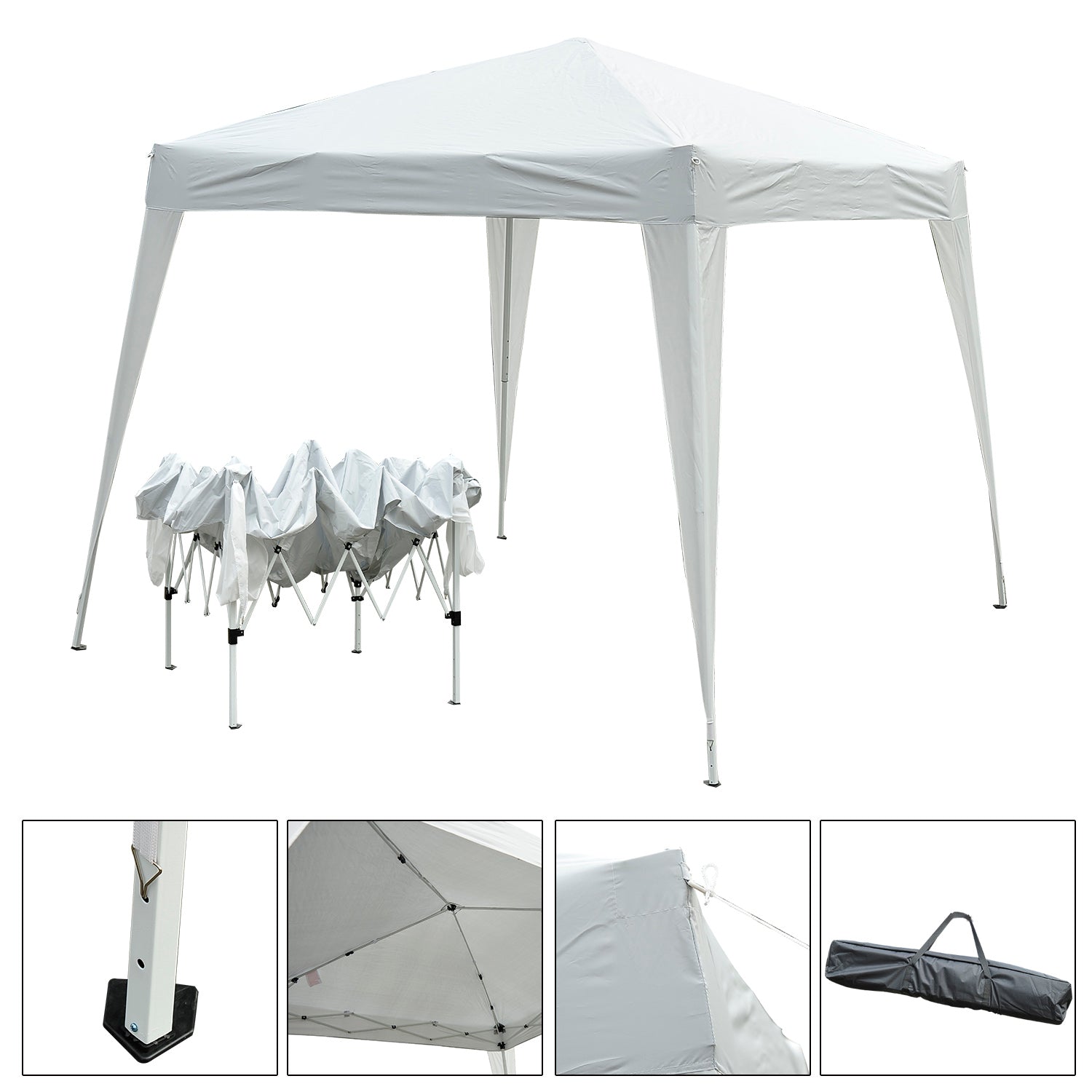 x 10' Outsunny Arbor Barnum Folding Pop-up Garden Gazebo with Transport Bag-White Pop Up Canopies at Gallery Canada