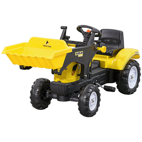 Ride on Tractor for Kids, Pedal Construction Car with Front Loader Digger for 3 Year Old, Yellow